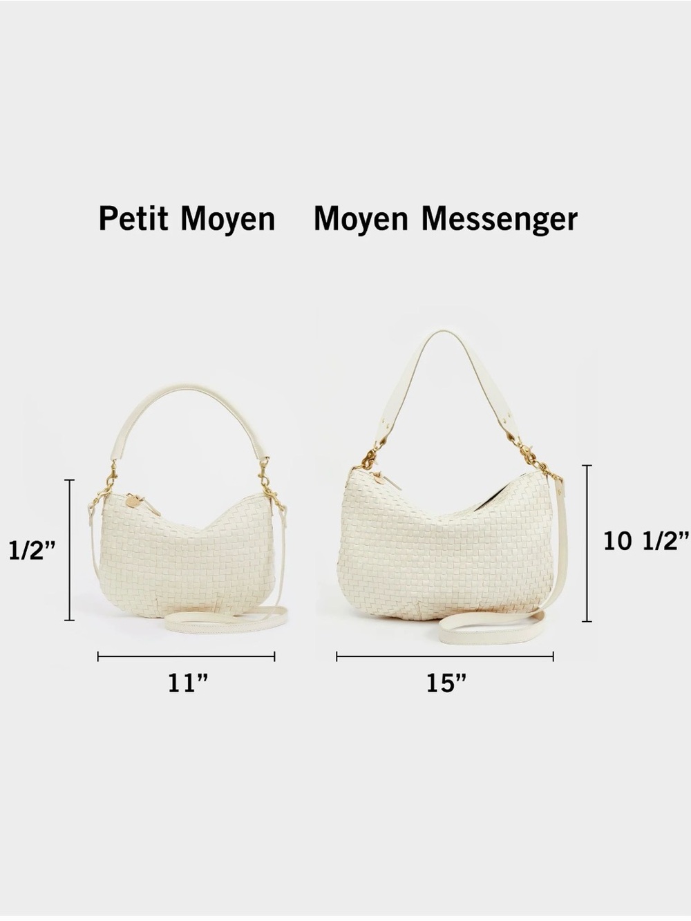 CLARE V petite moyan bag in cream woven checker - Picture 5 of 17